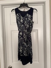Ann Taylor Loft Navy Floral Dress Size medium 