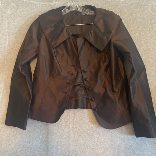 Blazer Rickie Freeman Teri Jon 100% seta marrone, giacca abito, taglia 6 donna. - Foto 17 di 17