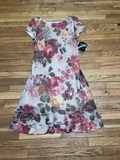 Vintage Miss Dorby Floral Ruffle Dress Womens Size 8 Taupe Pink NWT! NOS $70