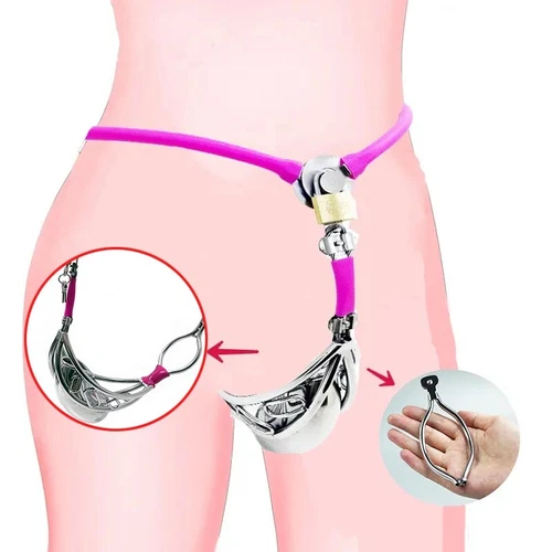 Male Female Stainless Steel Chastity Belt Invisible Pants Cage Adjustable Device - Picture 3 of 12