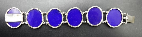 19th Century Italian Jewelry Bracelet Sterling Micro Mosaic Blue Lapis Six Panel - Picture 8 of 12