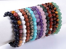 8mm Fashion round gemstone beads stretchable bracelet 7"