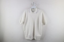 Vintage 90s Streetwear Womens Large Blank Collared Short Sleeve Sweatshirt USA