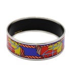 HERMES Enamel Emaile  GM Horse Bangle Bracelet Blue x Red x Yellow x Silver 