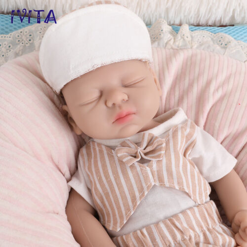 IVITA 15''Lifelike Silicone Reborn Doll Handmade Sleeping Baby Boy Kids Gifts - Picture 11 of 12