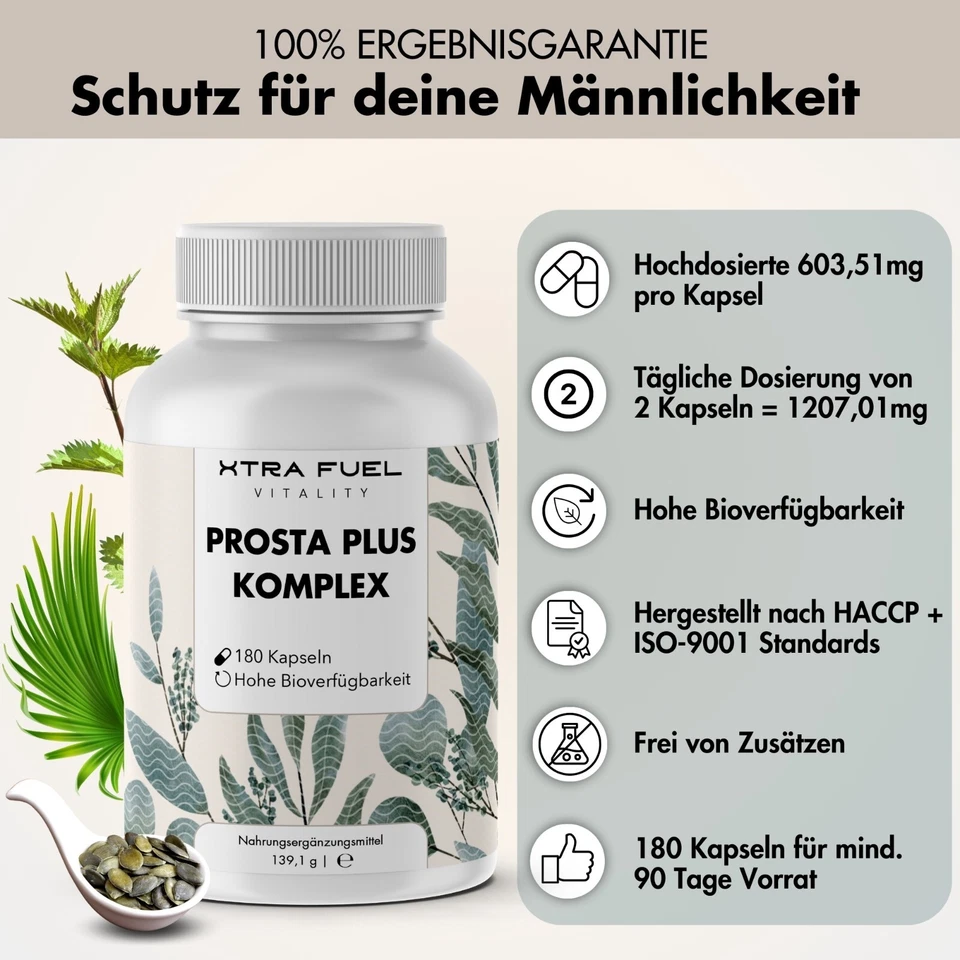 Prostata Kapseln 180 Stück, Prosta Plus Komplex, vegan, geprüft & hochdosiert - Bild 2 von 4