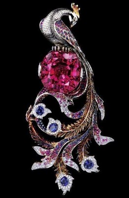 Multi Gemstone Peacock Design Brooch 925 Fine Silver Cocktail Party High Jewelry