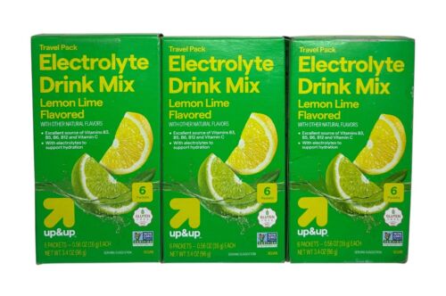 3 boxes/24 packs total Up&Up Electrolyte Drink Mix Lemon Lime BB 08/2026