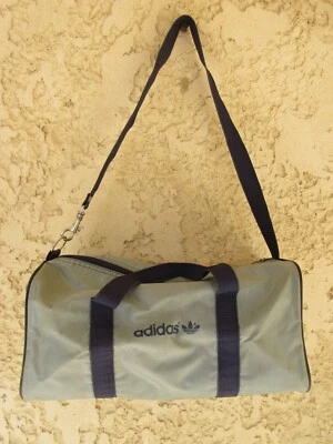 Sac ADIDAS sport vintage années 80 bag made in France bleu gris - Photo 1/4