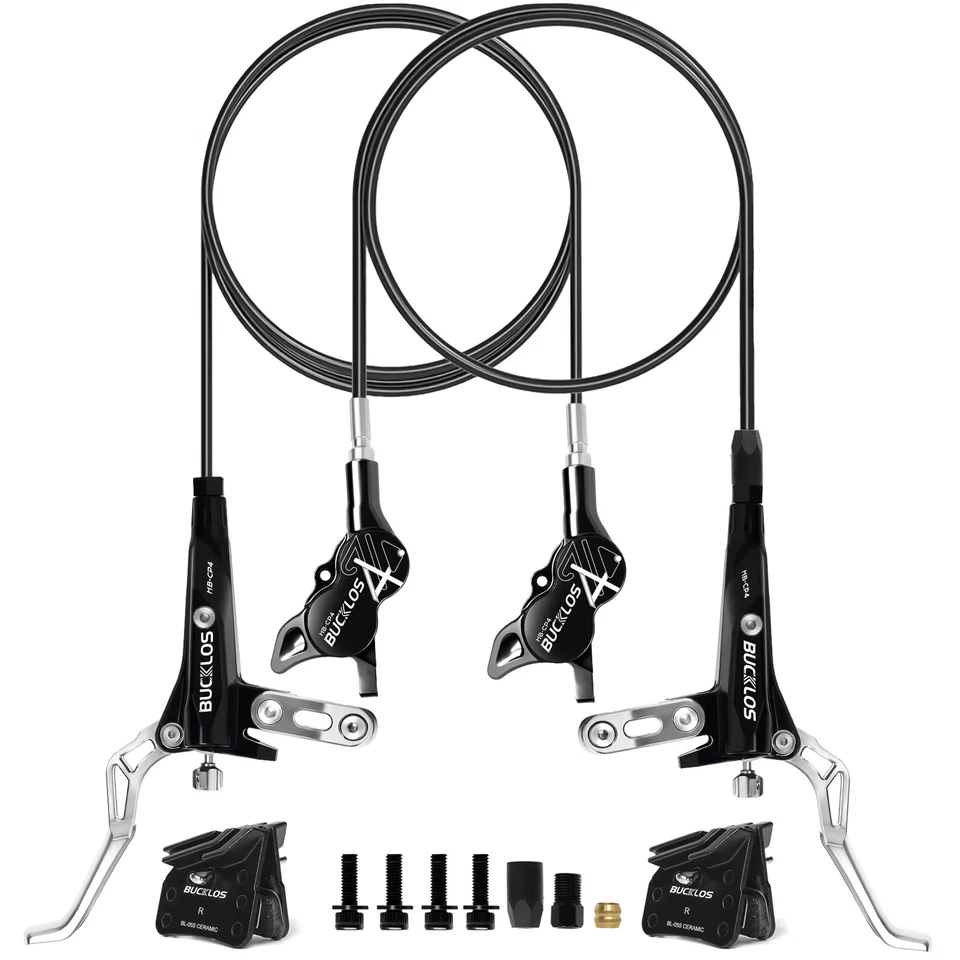 BUCKLOS HB-CP4 Hydraulic Disc Brake 4-Piston Front &Separate Rear MTB Bike 160mm - Image 2 of 4