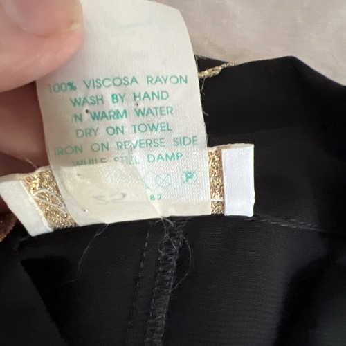 Gottex Vintage Womans Swimsuit Cover up SZ M Dress Black Sheer Gold Accents Cuff - Picture 11 of 12