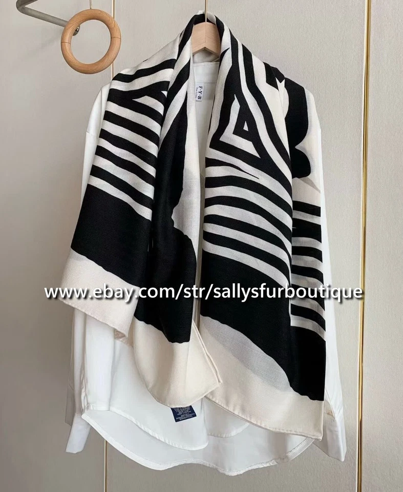 Шарф Sallys 70% кашемир и 30% шелк полоски принт двуликая квадратная шаль 53 дюйма - Изображение 3 из 4