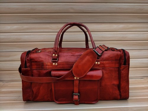 Sac De Voyage En Cuir Vintage – Duffle Week-end Pour Homme – Marron – Grand Format