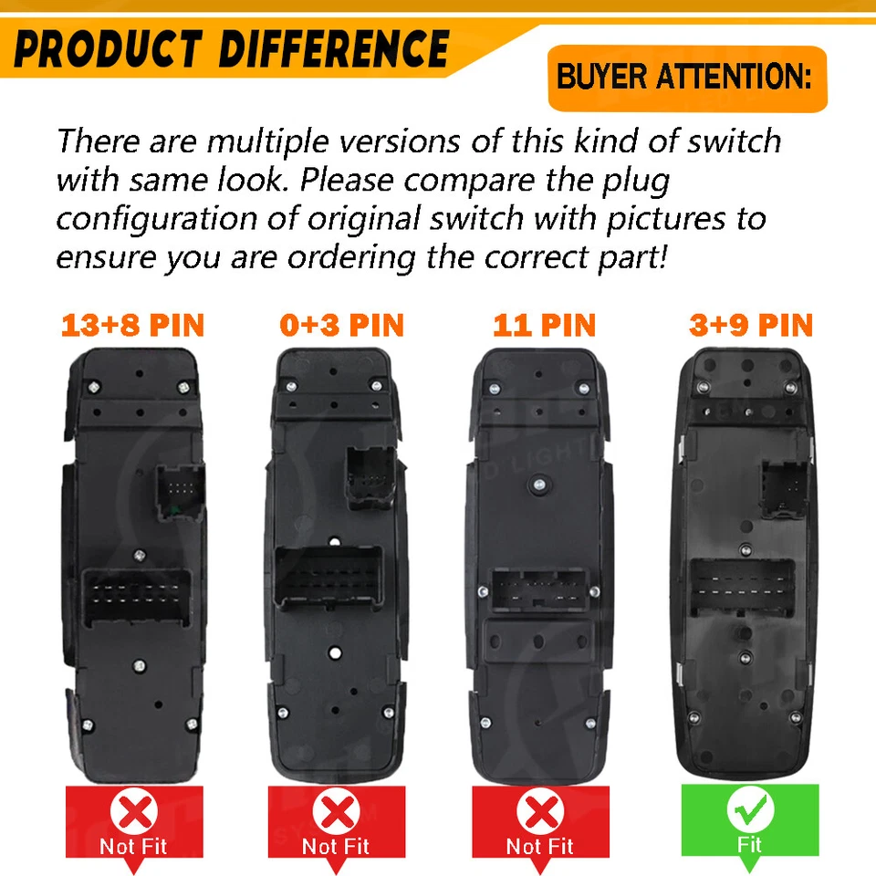 For 2009 2010 2011 2012 Dodge Ram 1500 2500 3500 Driver Side Power Window Switch - Imagem 4 de 4