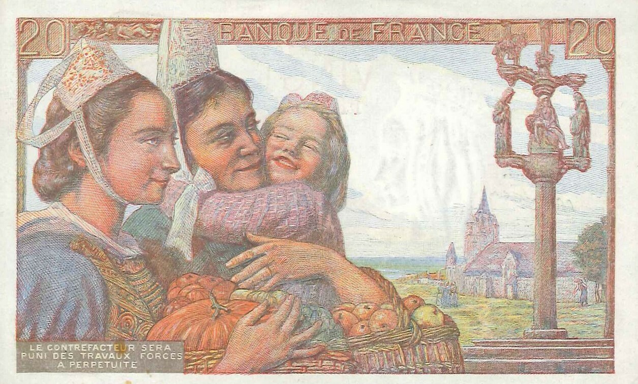 Toile tableaux billet de banque 20 francs déco murale rétro salon cadre 50x70