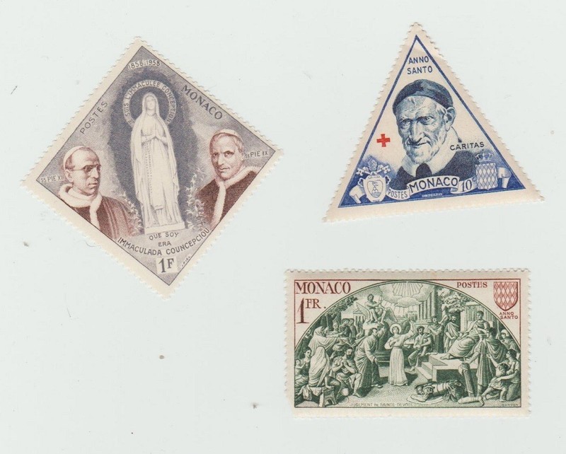 1951 Monaco Holy Year Stamps 262-4 Set of 3 Never Hinged Original Glue