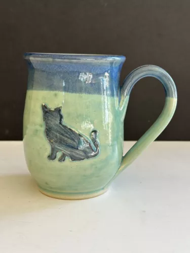 Art Studio Pottery  Mug Cup Cat Kitten Artist Signed