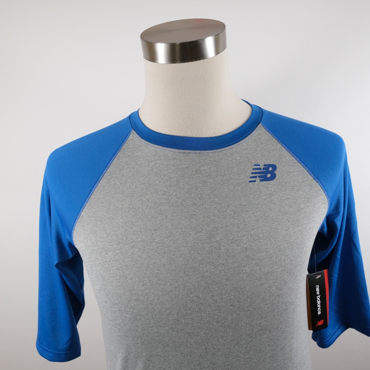 NEW New Balance Boys Polyester 3/4 Sleeve Gray Blue