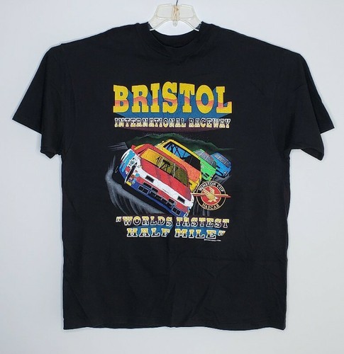 Vtg 1994 Bristol Int'l Raceway World's Fastest Half Mile Black T-Shirt Men's XXL - Afbeelding 1 van 7