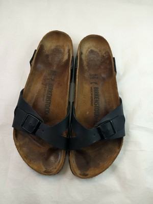Birkenstock 42 270 L11 M9 Sandals Black And Brown One Strap Back Strap Cut Off | eBay
