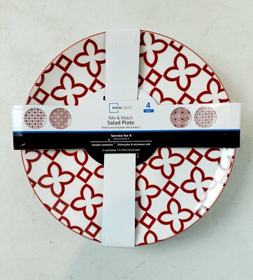 Mainstays Mix & Match Stoneware Salad/Dessert Plates  Four Plates  Four Designs