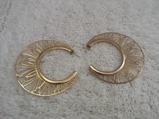 Goldtone Filigree Large Hoop Pierced Earrings A31 