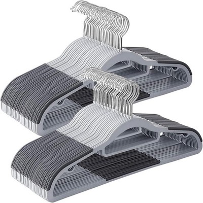 50 Pack Plastic Clothes Hangers, 16.5 Inch Slim Space Saving Hangers, Heavy D...