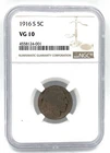 1916 S Buffalo Nickel 5C NGC VG 10
