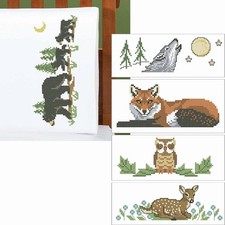 Herrschners  Wildlife Wonder Pillowcase Set Stamped Cross-Stitch