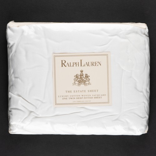 New Twin Fitted Sheet, 3 Available, Alissa White Jacquard Weave by Ralph Lauren - Picture 6 of 7