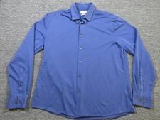 Calvin Klein Shirt Mens Large Blue Solid Slim Fit Long Sleeve Button Up Casual