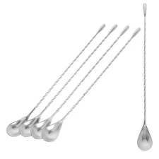  5 Pcs Beverage Stirrers Stainless Steel Mixing Spoons Bartender Shaker Cocktail