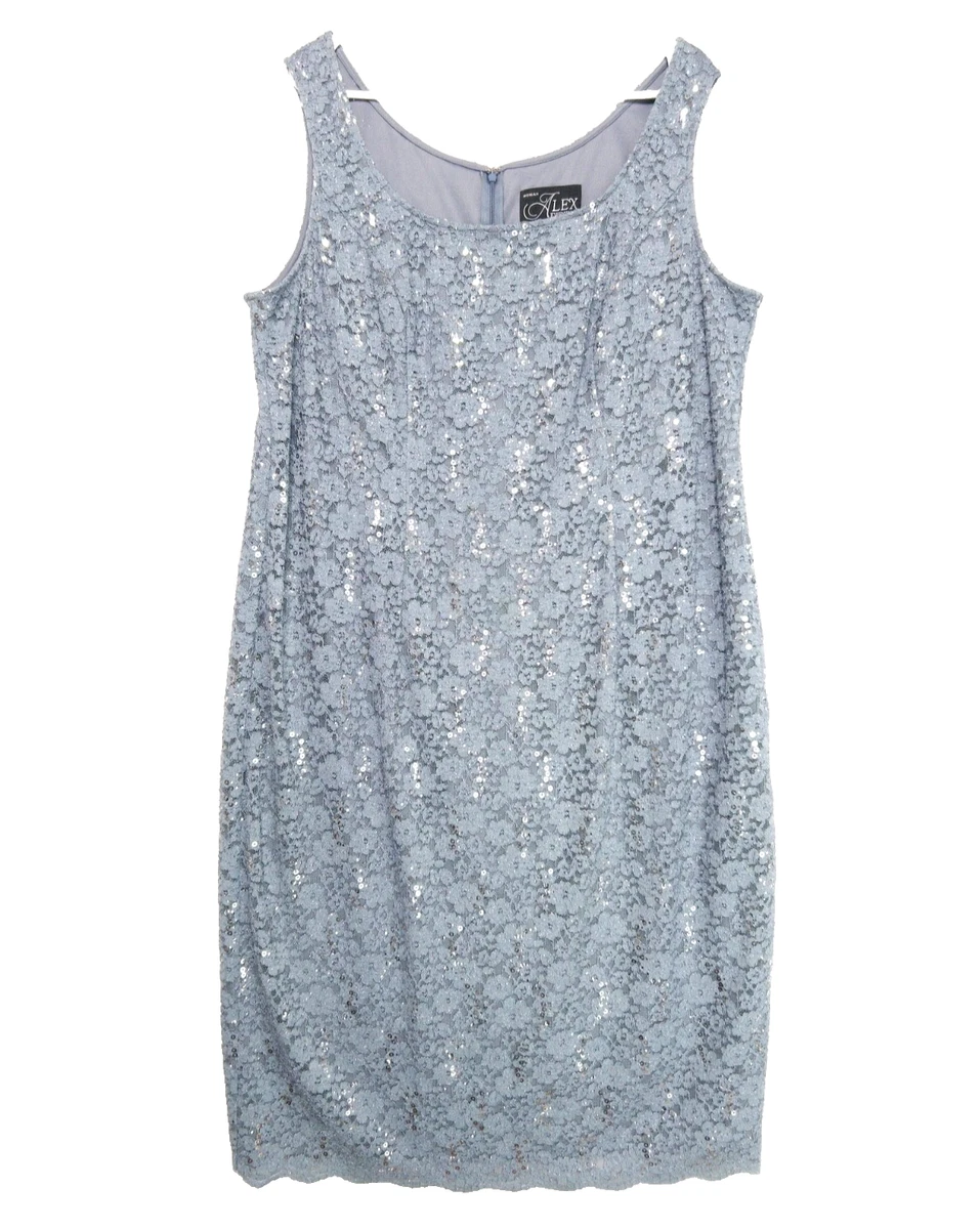 sachin and babi light blue dress Alex Evenings Women's Sleeveless Printed Chiffon Dress with Shawl