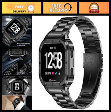 Rugged Stainless Steel Watch Bands  Case for Fitbit Versa - Metal Strap  Bumpe
