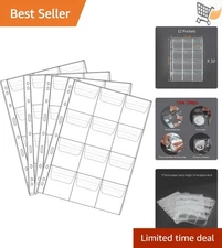 12 Pocket Coin Pages Plastic Collectible Holder Sheets Stamp Currency Storage