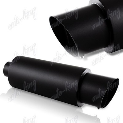 UNIVERSAL 4'' N1 SLANT TIP 2.5'' INLET BLACK STAINLESS RACING EXHAUST MUFFLER