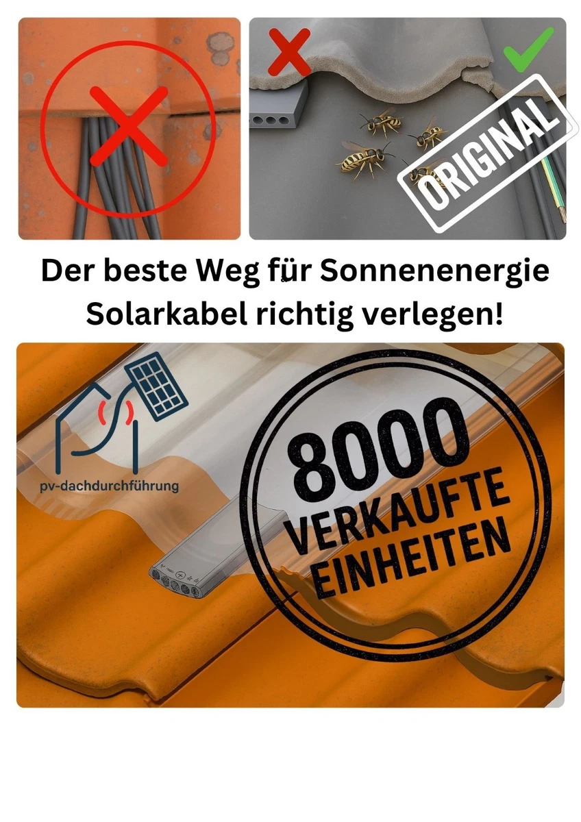 PV - Dachdurchführung Kabeldurchgang Ziegeldach Solarkabel