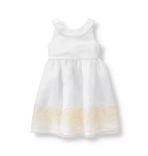 Janie and Jack Girl's Savanna Soiree Embroidered Organza White Dress Size 8
