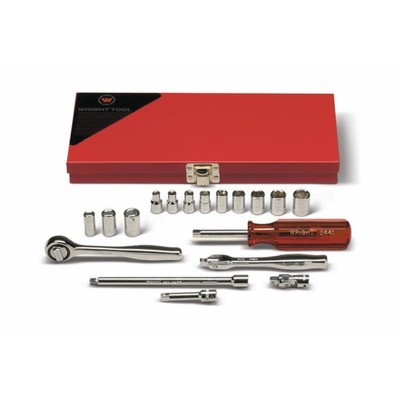 Wright Tool 218 1/4'' Drive 18 Pieces Standard Socket Set 6-Point & 8-Point