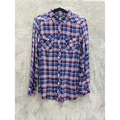 Torrid size 1 Grunge Plaid Button Down Shirt Womens 1X Long Sleeve