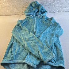  7008 Champion Girls Full Zip Fleece Hoodie Blue M 7-8 Long Sleeve Hooded