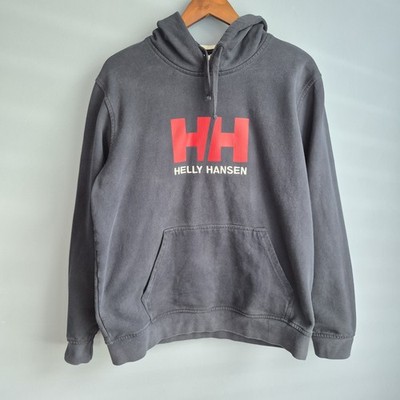HELLY HANSEN Pullover Womens XL Hoodie Jumper Navy Blue Cotton Embroiderd