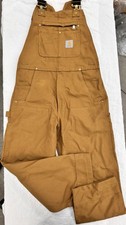 Carhartt Overalls 30x28 Brown Duck Canvas Double Knee Bib Unlined Utility 102776