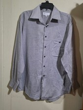 Yves Saint Laurent Men's Light Gray Micro-Pattern Button-Down Shirt Used Sz 15.5