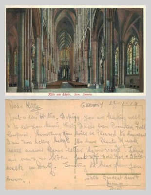 Alte Postkarte - Kölner Dom Innenraum Köln am Rhein 1. Weltkrieg Ära UNBESPIELT