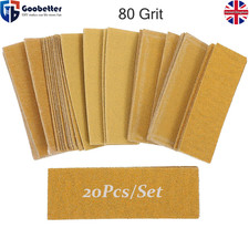 20Pcs 80Grit 3.5x1.2" Hook & Loop Small Sandpaper Sanding Sheets Wood Metal UK