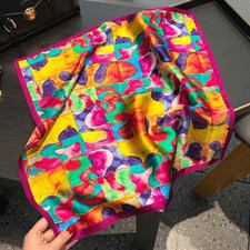 100 Pure Silk Scarf Women Fashion Colorful Paiting Neckerchief Bandana 53 53cm