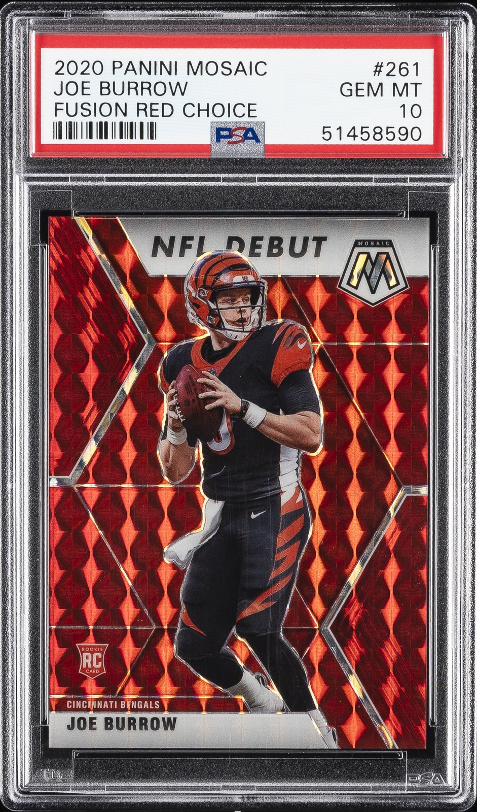 2020 PANINI MOSAIC FUSION RED CHOICE #261 JOE BURROW #/80 PSA 10