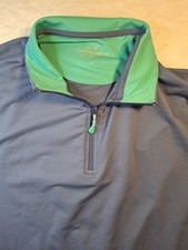 Vineyard Vines Men's Large Performance Quarter Zip Pullover Shirt Blue Green