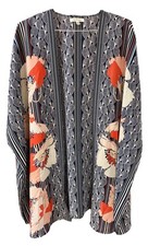 MAX STUDIO Kimono Cover-Up Cardigan Top Chiffon Blue  Peach Floral 1X